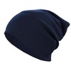 Alkato Unisex Beanie Hat and Scarf Set Plain, darkblue