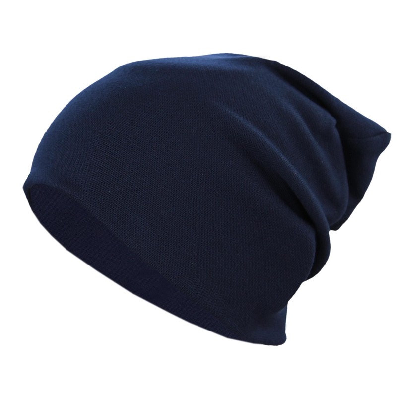 Alkato Unisex Beanie Hat and Scarf Set Plain, darkblue