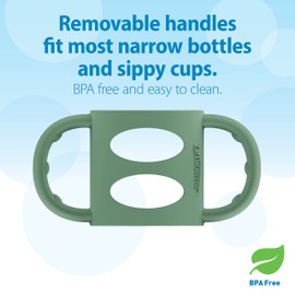 Dr. Brown's Milestones 100% Silicone Baby Bottle Handles, Narrow, Removable Easy-Grip Transitional Sippy Cup Handles, Green, 4m+, 1 Pack