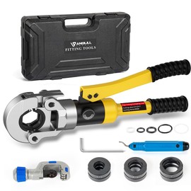 Anbull Hydraulic Copper Tube Crimping Tool,Copper Pipe Fittings Crimping and Plumbing Tool with Crimping Dies Jaw 1/2", 3/4", 1"