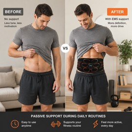 EMS Abdominal Trainer Belt for Home Fitness – USB Rechargeable Core Muscle Stimulator for Workout Support
