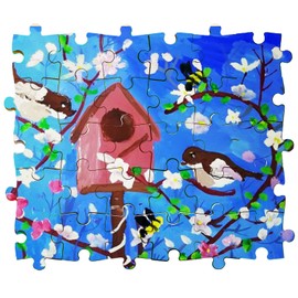 100 Piece Blank Puzzle Pieces for Crafts, Freeform Blank Wooden Puzzle Pieces for Arts & DIY, Each Piece is 1.8x1.3 Inches with Round Traditional Knob Interlocks