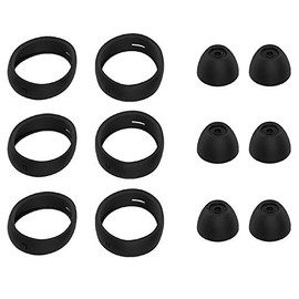 JNSA 12 PCS Small Size Wingtips and Ear Tips Compatible with Galaxy Buds Plus/Compatible with Galaxy Buds,3 Pairs Silicone Cover Eartips and 3 Pairs Wing tips Earhooks,S Size,Black BWTS3PB