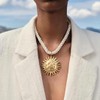 DIONFEI Exquisite Gold Sun Pendant Beige Rope Necklace - Retro