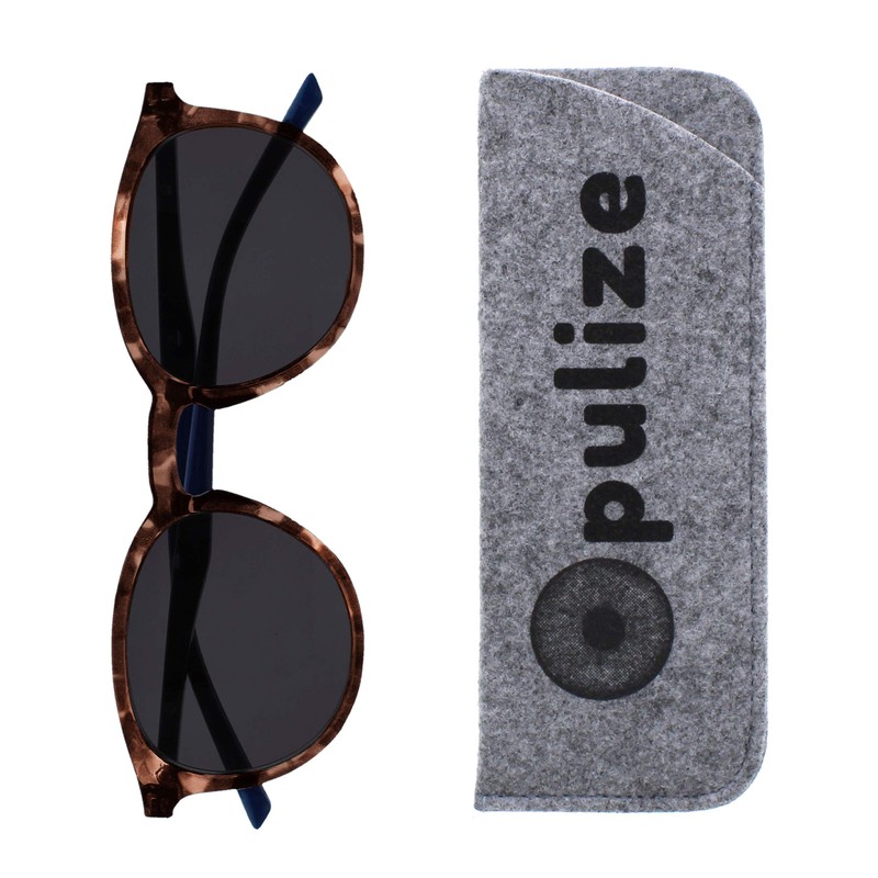 Opulize Met Large Sun Spacer Glasses Brown Tortoiseshell Navy Blue