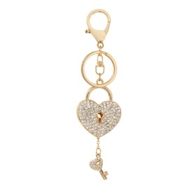 Honbay 1PCS Rhinestone Heart Lock Keychain with Key Sparkling Love Keyring Decoration in A Box for Bag Purse Wallet Handbags Backpack