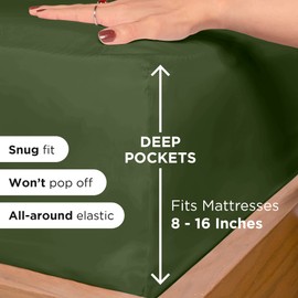 Royale Linens Fitted Sheet Twin XL - Ultra Soft 1800 Brushed Microfiber - Hotel Luxury Bottom Sheets - Wrinkle Free & Fade Resistant - Deep Pocket Fitted Sheet Only (Twin XL, Hunter Green)