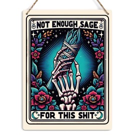 Funny Tarot Card Wall Art Decor Rustic Hanging Sign, Sarcastic Skeleton Skull Witch Stuff Witchcraft Supplies, Farmhouse Wall Hanging Decor, Decorative Wooden Sign for Home Office Bathroom Entryway