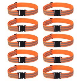 PATIKIL Adjustable Reflective Running Belt 1.5 Inch, 10 Pcs Glow Pt Belt Sash for Cycling Walking Motorcycle Gear, Red-Orange