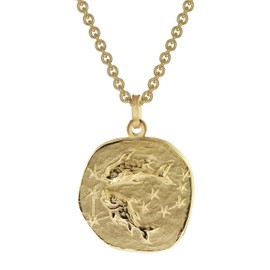 trendor Pisces zodiac sign diameter 20 mm men's necklace gold on silver zodiac sign, timeless necklace for men, great gift idea, 39070-03, Gold