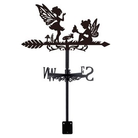 SUPERDANT Fairy Weathercock Meadow Mushroom Weather Vane for Roof Metal Weather Vane Black Wind Direction Indicator Yard Wind Vane Outdoor Weather Vane for Barns Gardens Weather Vane for Yard