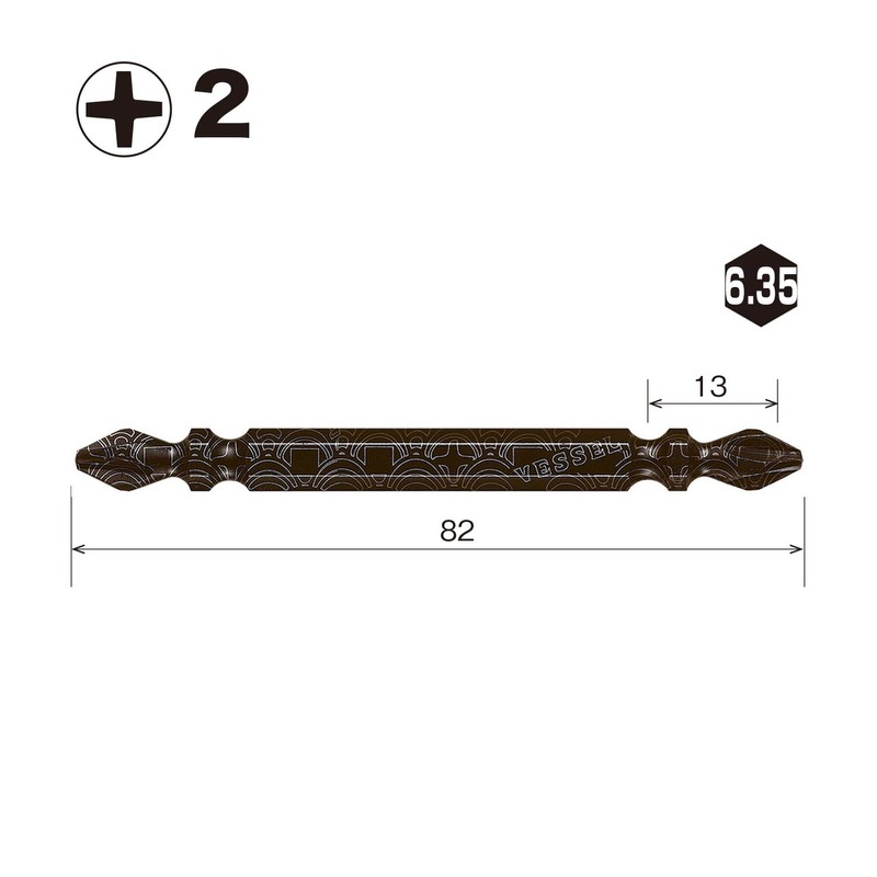 VESSEL S3P2082-BL Sakis Bobbit BL, Double-Ended +0.08 x 3.2 inches