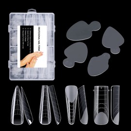 BNG 120 PCS Nail Dual Forms Transparent Acrylic Gel Nail Forms, 5 * 12 Dual Forms & 5 * 12 Stickers For Nails Art Extension, Full Coverage 12 Sizes, DIY Nail Mold Tips Salon Design Tool Kit