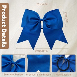 CLINTT 4Pcs Cheer Bows, Suitable for Women, Girls and Children, Elastic Hair Scrunchies Style for Most Hairstyles - Blue