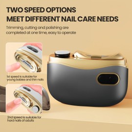 Electric Automatic Nail Clipper, Electric Nail Clippers with Light Nail Trimmer 2 Speeds Automatic Nail Clipper Safe Clipping Storage, Suitable for Children, Adults, and The Elderly