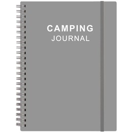 Heveboik Camping Journal and RV Travel Log Book - A5 Outdoor Camp & Adventure Journal for 25 Camping, Hiking Journal, Family Travel Books Camper Essentials Camping, 5.8" x 8.5", Grey