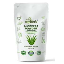 MYHERB 100% Pure Natural Organic Aloevera Powder (Aaloe Barbadensis) || Natural Skin Moisturizer || Eco Friendly || For Face, Skin,Hair Care & -For Man And Women-(227 Gm/0.5 Lbs)