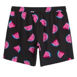 maamgic 7 Inch Mens Swim Trunks with Compression Liner Board Shorts with Zippered Pocket Bathing Suit for Beach Vacation Black and Pink Watermelon Large