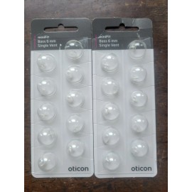 Oticon 2 Pack Oticon miniFit 6mm Bass Single Vent Domes For Hearing Aids 20 Total