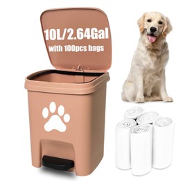 Tebiete Dog Poop Trash Can Outdoors Pet Waste Station with Lid Hands-Free Pedal Garden Yard Home with 100pc Waste Bags, Pink