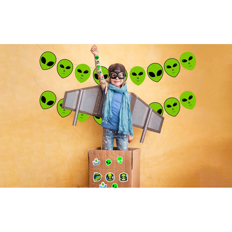 OriniPlay 300 Green Alien Theme Tattoos Temporary Stickers Suitable for