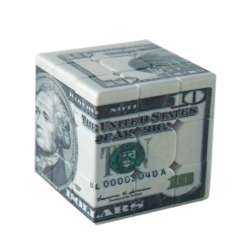 Speed Cube 3x3 Ten-Dollar Notes/Bill Back Pattern Magic Cube Puzzle,IQ