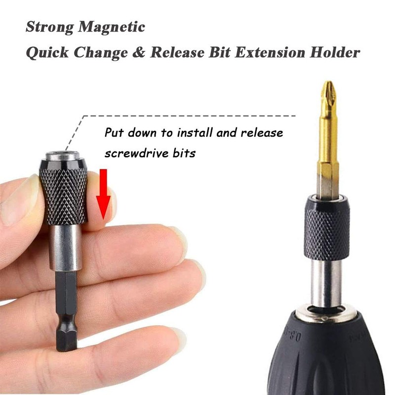 Mesee 3 Pieces Magnetic Extension Chuck Adapter with 1/4 Inch