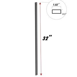 HZIU Deck Balusters 32'' Straight Baluster, 60 Pack Black Metal Deck Spindle and Stairs Railing with Screws,Hollow Rectangle Deck Balusters for Deck Railing Porch