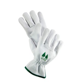 FirTree Brand Goatskin Utility Gloves. Women and Mens Leather Work Gloves for Outside Yard Work, Gardening Gloves and Landscape Gloves. Size Chart pictured at Left.