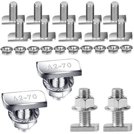 Hammer Head Screws Stainless Steel Pack of 10 T Hammer Head Screws with Flange Nut Hammer Head Screw M8 x 20 mm T Screws Locking Tooth Nuts with Flange Nuts for PV Solar Mounting Rails
