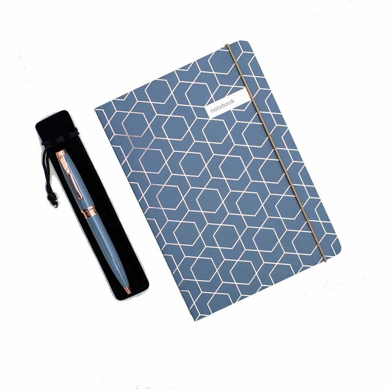 Matilda Myres Notebook & Pen - Rose Gold Foil -