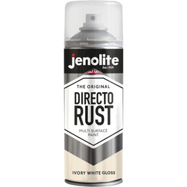 JENOLITE Directorust Spray Paint for Metal - IVORY WHITE - Gloss Finish for Indoor and Outdoor use - Multi-Surface for Metal, Plastic, Ceramic, Wood & Rusted Surfaces - 400ml (13.52fl oz), RAL1013