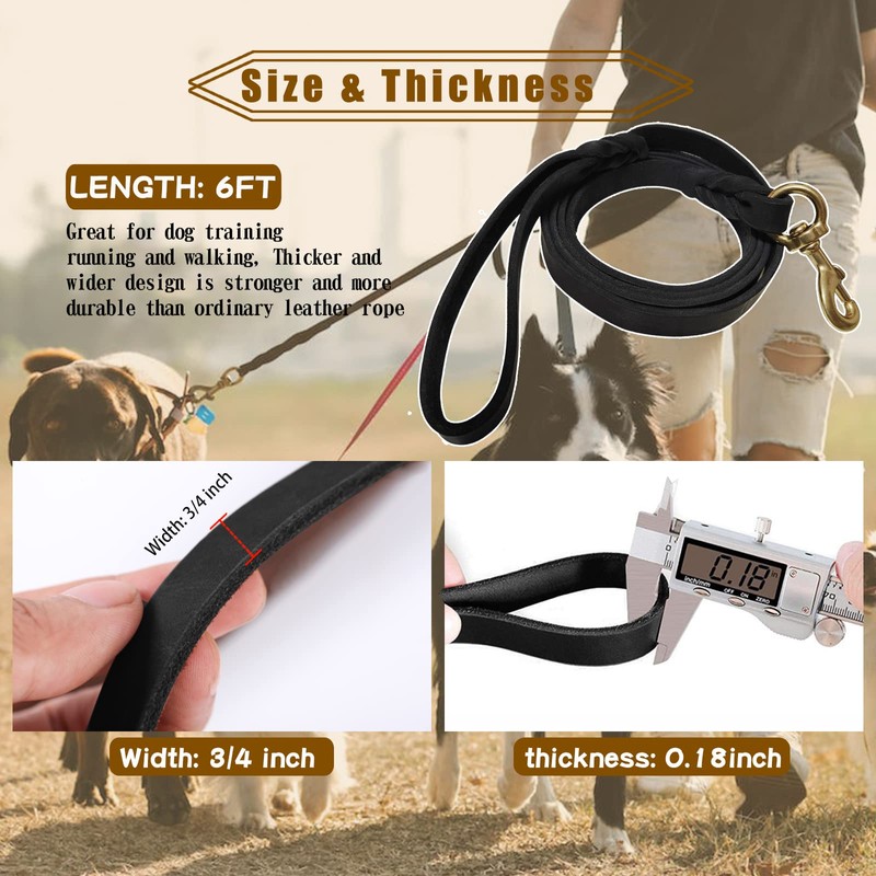 MERUOGKAR Leather Dog Leash - 6ft x 3/4 inch, Heavy