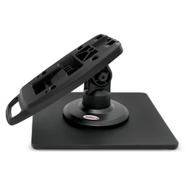 ENS Tailwind Verifone Vx810 3" Latch and Lock Compact Pole Mount Terminal Stand with Square Freestanding Mobility Base Plate, Black