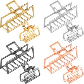 8 Pieces Metal Hair Claw Clips Set, Includes 3 Inches Large Size Hair Catch Barrette Jaw Clamp and 1.6 Inches Small Half Bun Hairpins for Women, Hair Accessories