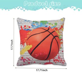 Basketball Throw Pillow Covers 18x18 Sports Pillow Cases with Zipper Pillowcase for Women Men Daughter Son Birthday Gifts for Friend Cushion Covers for Couches Sofas Throw Pillow Cushion Cover