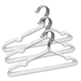 Stainless Steel Immersion Rubber Process Hangers 12 Pack, Heavy Duty White Hangers for Coats, Pants & Dress Clothes, Non Slip Clothes Hanger Set, Space Saving Ultra Thin Hangers for Clothing