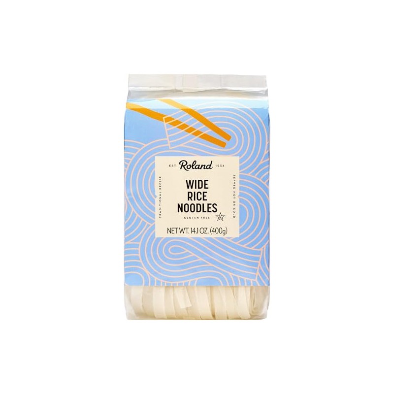 Roland Foods Wide Rice Noodles, 14.1 Ounce Bag, Pack of