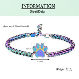 VCCWYQK Paw Print Urn Bracelet for Ashes for Dog/Cat Cremation Jewelry for Ashes Cute Animals Adjustable Memorial Keepsake Bracelets Jewelry Gifts for Women (A)