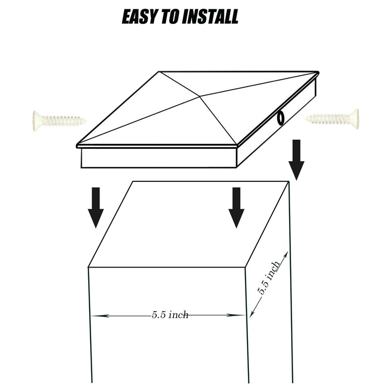 FGUYOHU 6x6 White Fence Post Caps Powder-Coated Aluminum Pyramid Deck