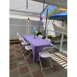 YOUR CHAIR COVERS Rectangular Spandex Table Covers 6ft Fitted Tablecloth Wedding Event Patio Table Decorations Elastic Fabric Stretch Table Covers for 6 ft Folding Table (Lavender)