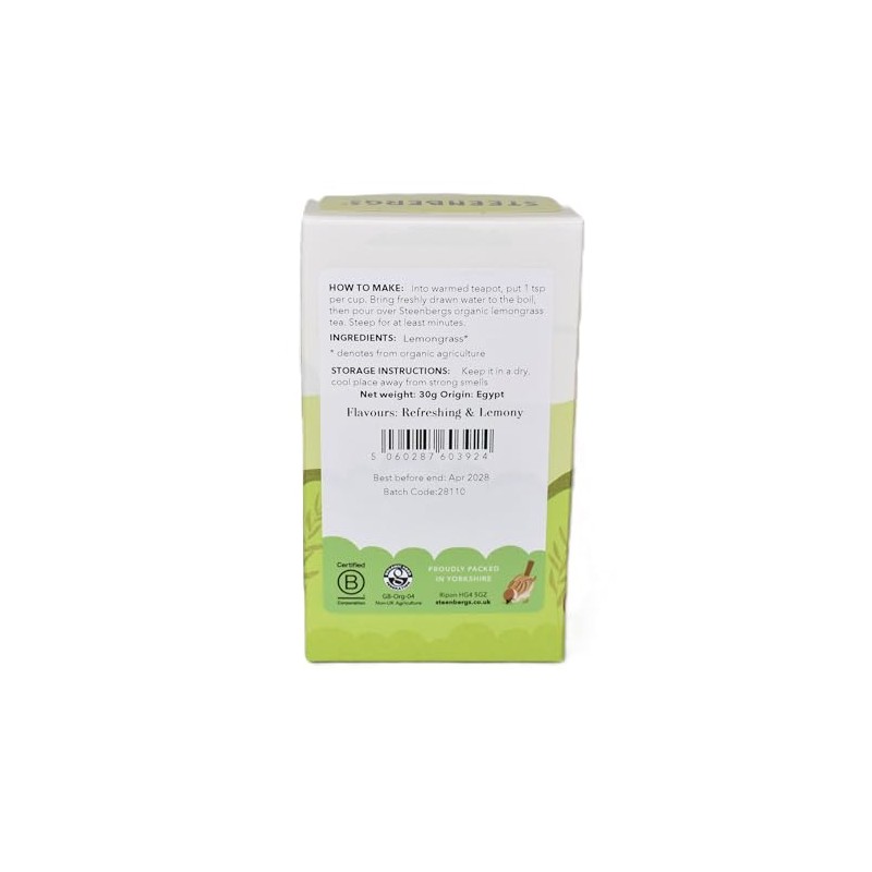 Steenbergs Organic Lemongrass Herbal Tea - Loose Leaf 30g