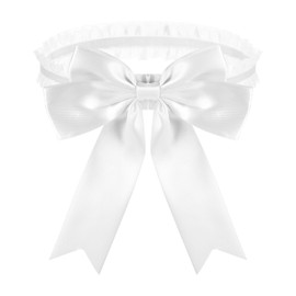 Amabro Bridal Wedding Dresses Garter for Wedding Lace Bow Wedding Garter Elastic Lace Garter for Bride Hen Party, White