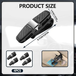 4 Packs Glasses Holders for Car Sun Visor, Sunglasses 360° Rotational Car Glasses Holder Car Sun Visor Glasses Holder Sponge Padding, and Universal Fit – Secure Sunglasses Organizer for Sedans, SUVs, Trucks, and Vans – Black