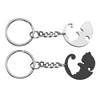Jovivi 2pcs Stainless Steel Couples Keychains Black White Cat Puzzle