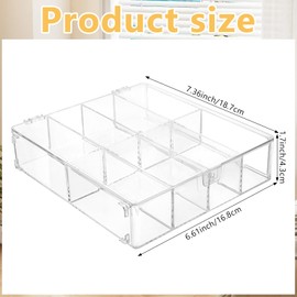 KKONHII Hair Accessories Organizer with Lid Clear Hair Tie Organizer with Dividers for Headband bows Cotton Swab 8 Compartments Stackable Storage box for Bathroom Bedroom