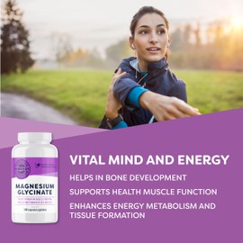 VIMERGY Vimergy Magnesium Glycinate Capsules C 310 mg per Serving with Ginger and Turmeric, Helps in Bone Development, Muscle Function. Vegan, Gluten-free. Supplement for Men & Women, 300 Count, 150 Servings