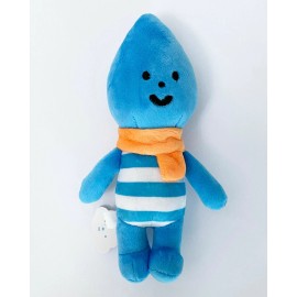 Fluffy House Cute Blue Little Raindrop Plush Stuffed Toy, Raindrop with Orange Scarf