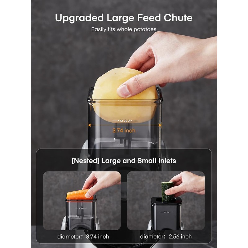 FOHERE Electric Cheese Grater, Upgraded 6-IN-1 Large Feed Chute Electric
