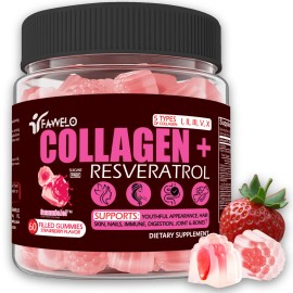 Multi Collagen Gummies Peptides Hydrolyzed Type I, II, III, V, X Plus Resveratro